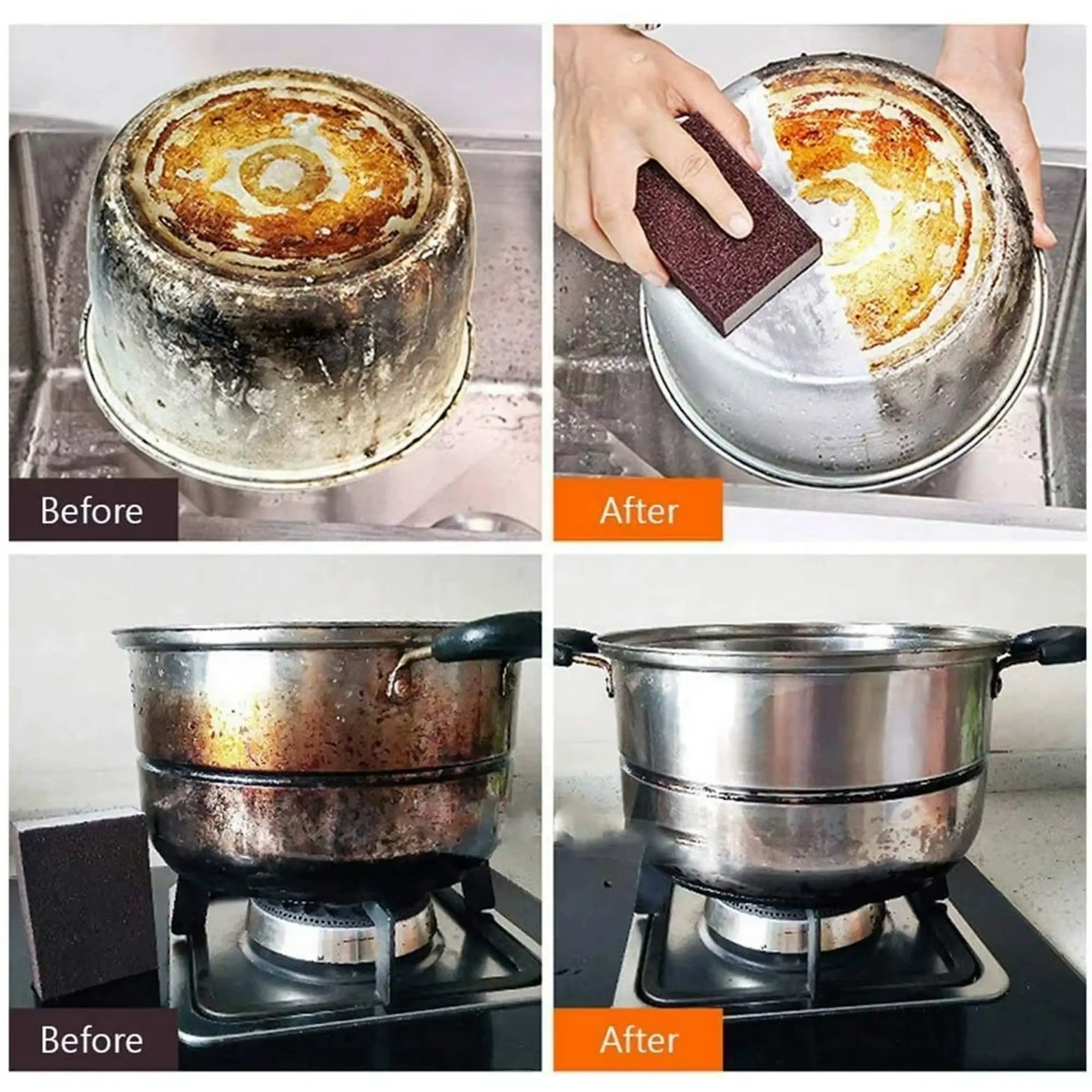 10Pcs Nano Sponge Magic Erasers Carborundum Removing Rust Cleaning Sponge Brush Kitchen Pot Dish Rust Removal Emery Clean Rub