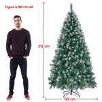 Costoffs Artificial Christmas Tree Snow Dusted Christmas Tree Hinged Lifelike Spruce Holiday Decorative Tree with Foldable Stand and PVC Tips