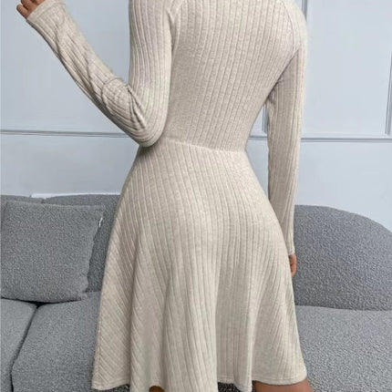 New Fall Women's Clothing Slim Fit Sunken Stripe Long Sleeve Fleece Dress
