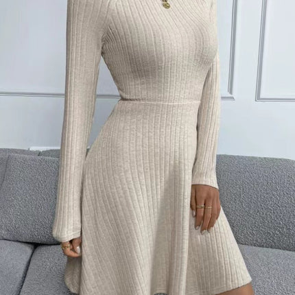New Fall Women's Clothing Slim Fit Sunken Stripe Long Sleeve Fleece Dress